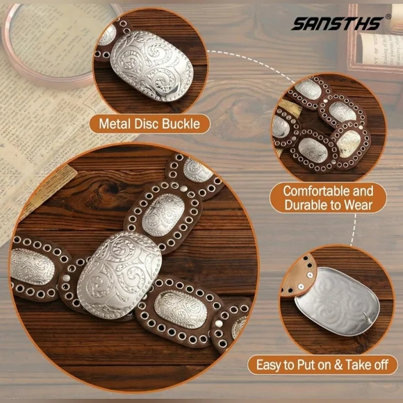 Brown and Silver Western Belt - Picture 3 of 6